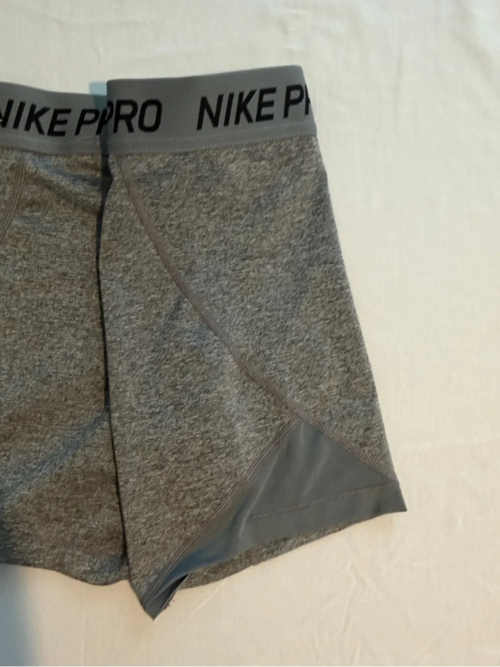 Nike Gray Pro Compression Shorts with Black Swoosh